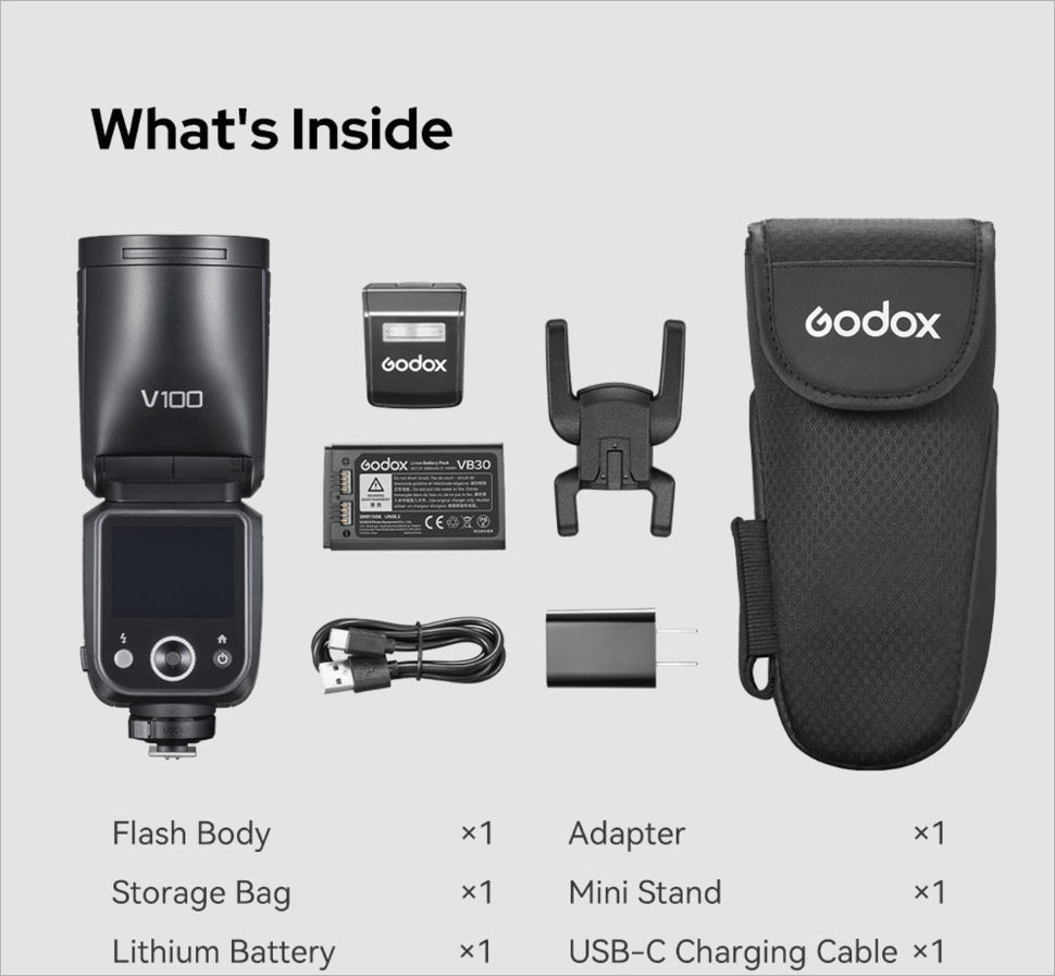 Godox V100 C 100Ws HSS TTL Li-ion Round Head Speedlight Flash