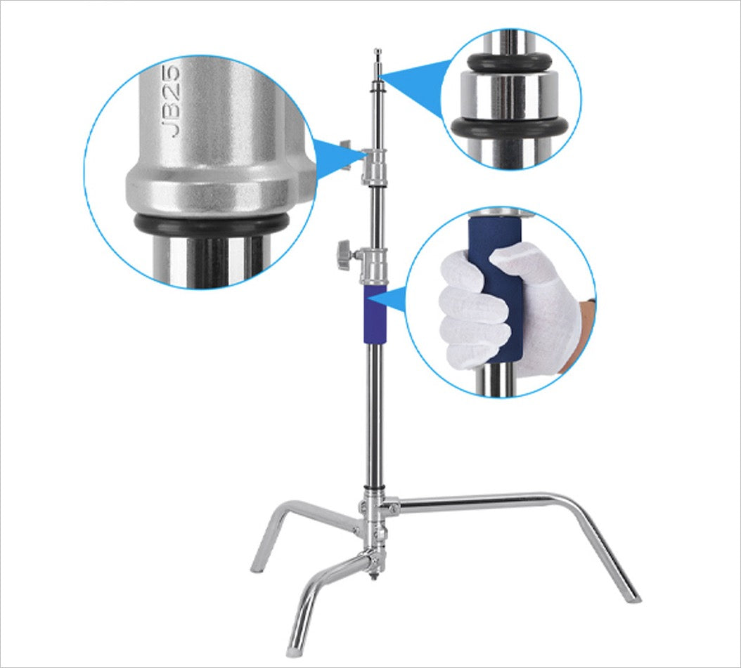 Jinbei CK-90 Portable Small Studio C Stand (1.6m tall) with 1.2m Boom Arm & Grip Head