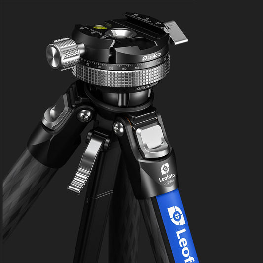 Leofoto lightweight carbon fibre tripod for travel photography with durable, adjustable features.
