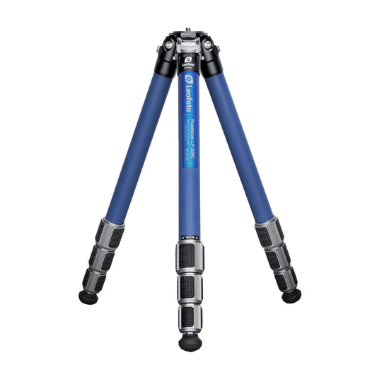 Leofoto LP-324C Poseidon Series water resistant carbon fiber tripod with blue legs and sturdy base