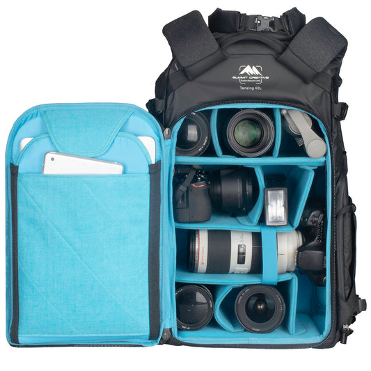Summit Creative camera backpack featuring customizable compartments for camera gear and accessories