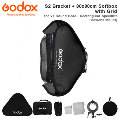 Godox (80x80cm) Quick Setup Softbox with GRID (SGGV8080) plus S2B Bracket