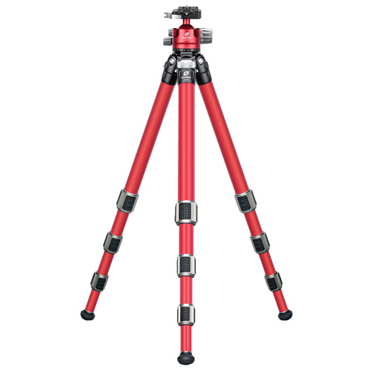 Leofoto LA-324C Athena Series 4 Section Water Resistant Carbon Fibre Tripod with Red LH-40LR (Lever Release) Ball Head