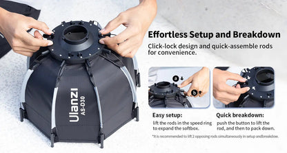 Ulanzi AS-D30 L083GBB1 30cm Mini Octa Softbox for LT023 / Nanlite