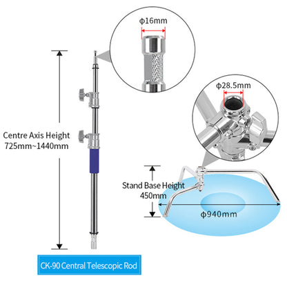Jinbei CK-90 Portable Small Studio C Stand (1.6m tall) with 1.2m Boom Arm & Grip Head