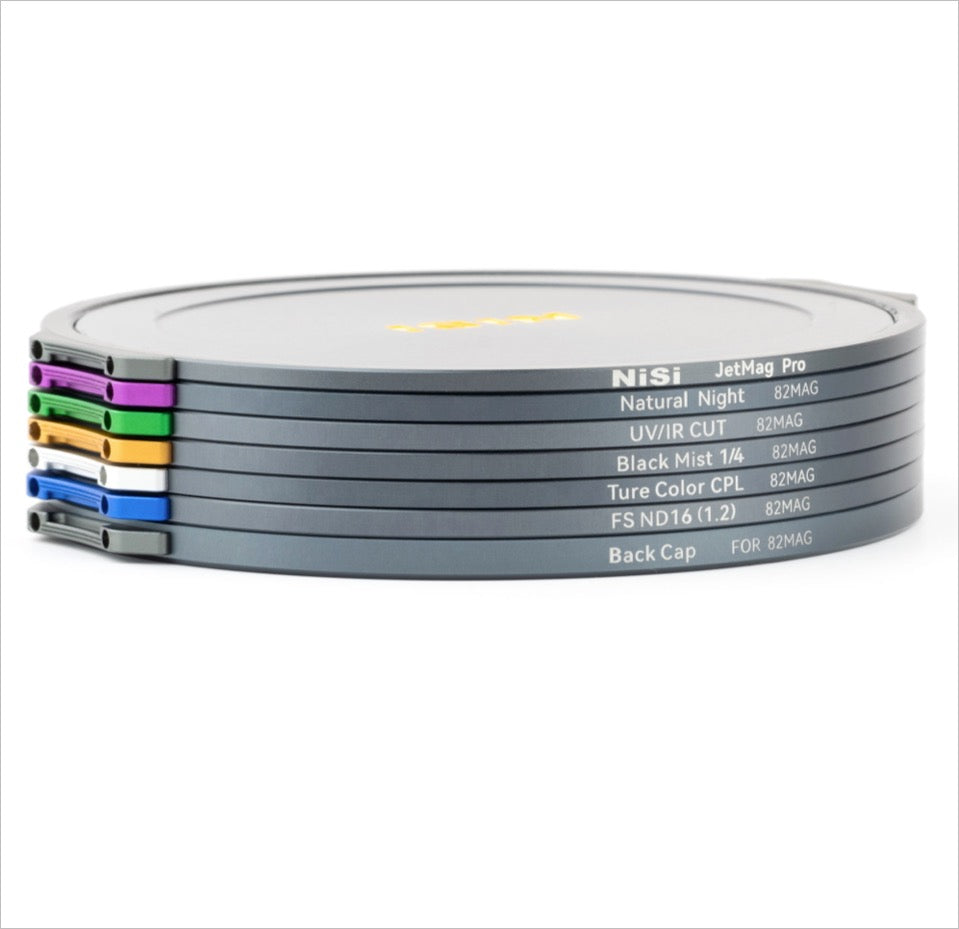 NiSi JetMag Pro Cinema Kit 82MAG Magnetic Filter Kit (FS ND 2 Stop, FS ND 3 Stop, FS ND 4 Stop, FS ND 6 Stop, TC CPL, Black Mist 1/8, 67mm/72mm/77mm/82mm Adaptors, Two Front Caps, Back Cap, Caddy Pouch)