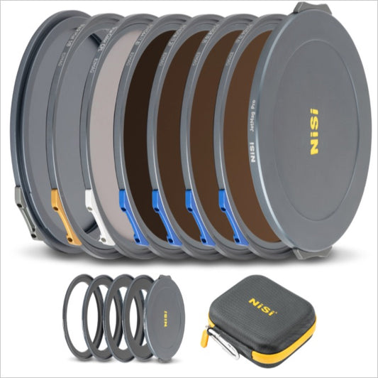 NiSi JetMag Pro Cinema Kit 82MAG Magnetic Filter Kit (FS ND 2 Stop, FS ND 3 Stop, FS ND 4 Stop, FS ND 6 Stop, TC CPL, Black Mist 1/8, 67mm/72mm/77mm/82mm Adaptors, Two Front Caps, Back Cap, Caddy Pouch)