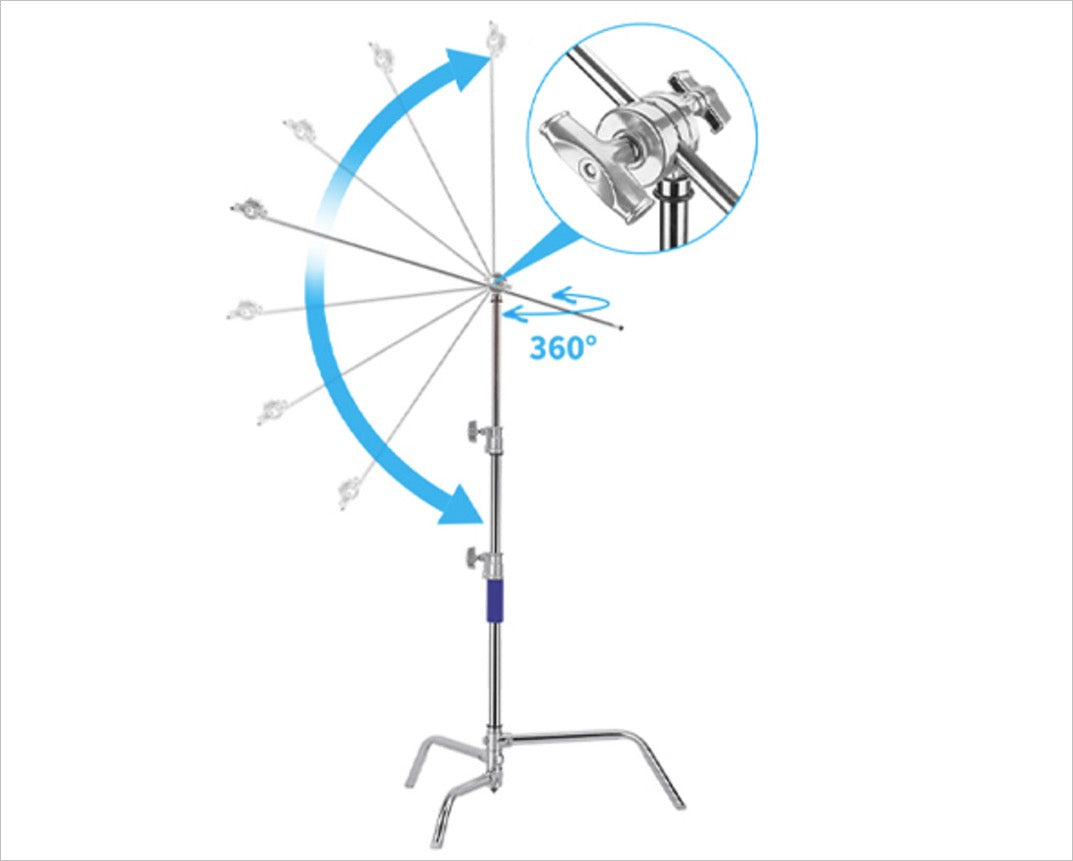 Jinbei CK-90 Portable Small Studio C Stand (1.6m tall) with 1.2m Boom Arm & Grip Head