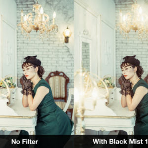 Comparison of a photo with and without NiSi Black Mist Filter showcasing soft light effects