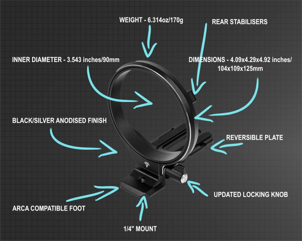Silence Corner Atoll Camera Rotation Collar with Anodised Finish and Arca Compatible Foot