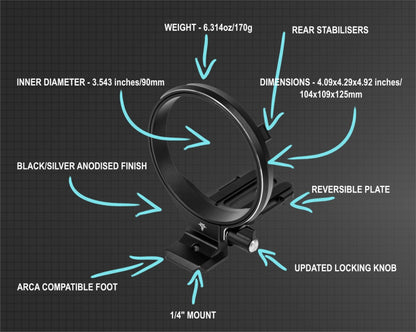 Silence Corner Atoll Camera Rotation Collar with Anodised Finish and Arca Compatible Foot