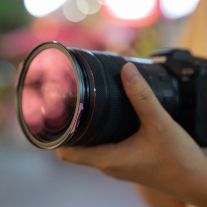 NiSi Natural Night Magnetic Filter attached to a camera lens for low-light photography