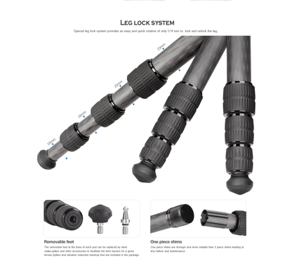 Leofoto LX-254CT Urban Series 4 Section Carbon Fibre Tripod with XB-32 Ball Head
