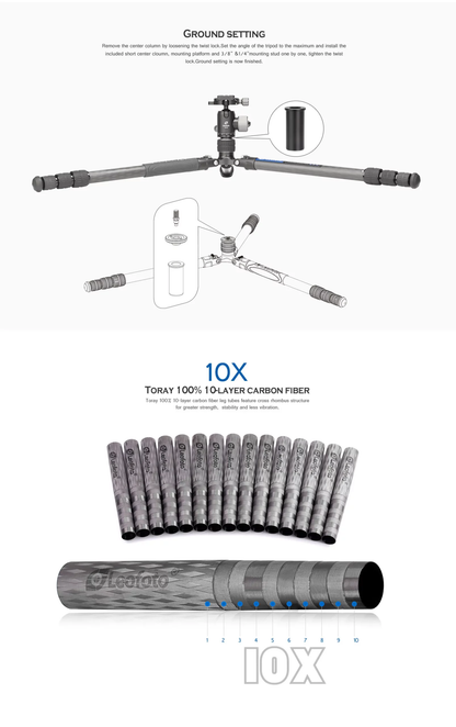 Leofoto LX-254CT Urban Series 4 Section Carbon Fibre Tripod with XB-32 Ball Head