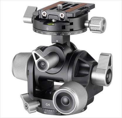 Leofoto 3-axis geared tripod head designed for precise adjustments and stability in photography
