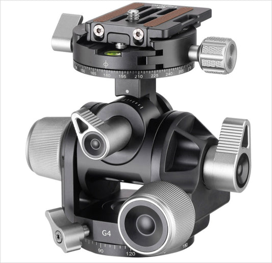 Leofoto 3-axis geared tripod head designed for precise adjustments and stability in photography