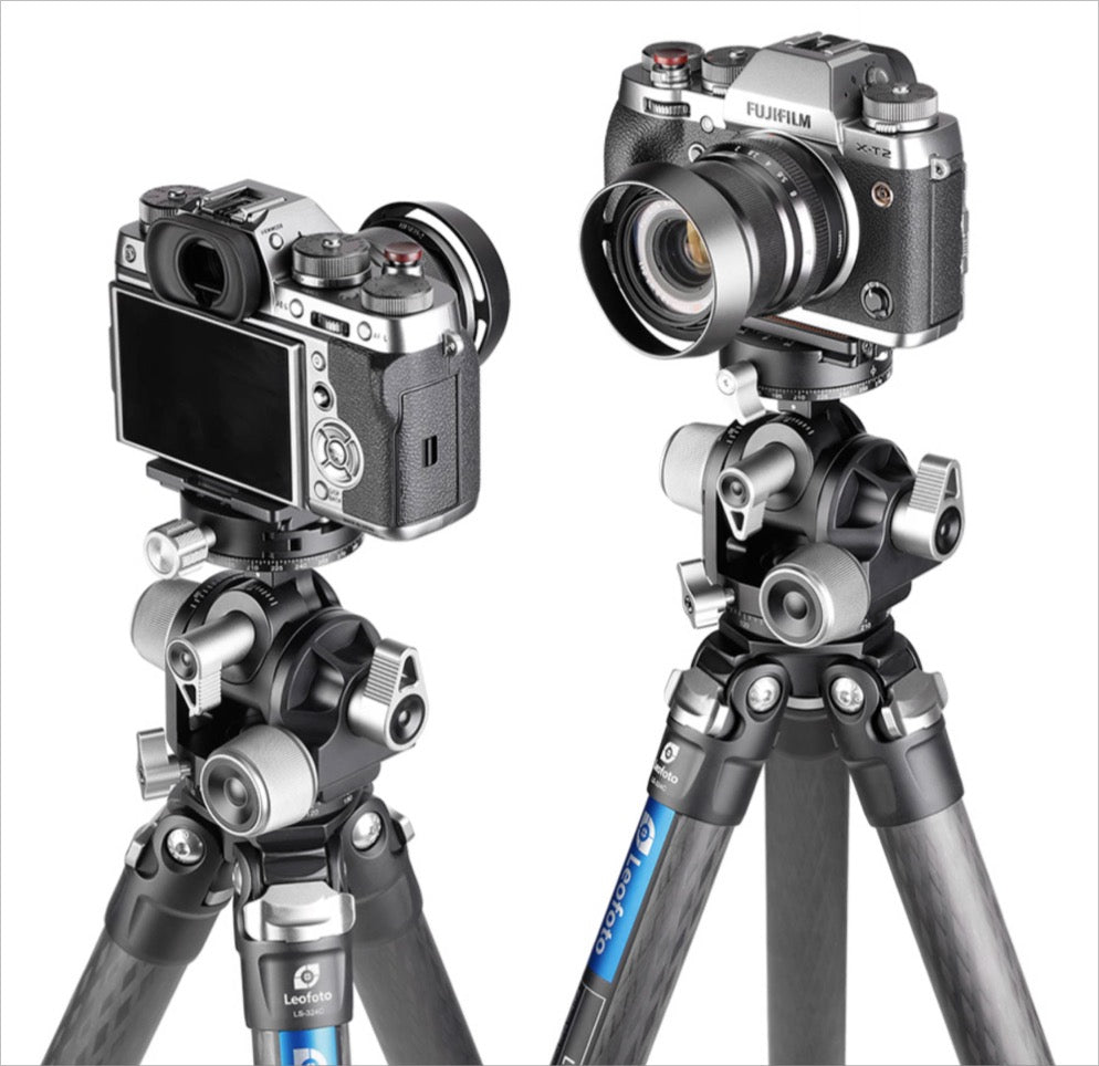 Leofoto 3-axis geared tripod head for precise camera positioning and stability