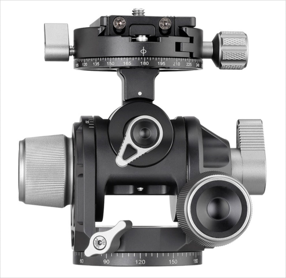 Leofoto 3-axis geared tripod head with precise adjustments for professional photography