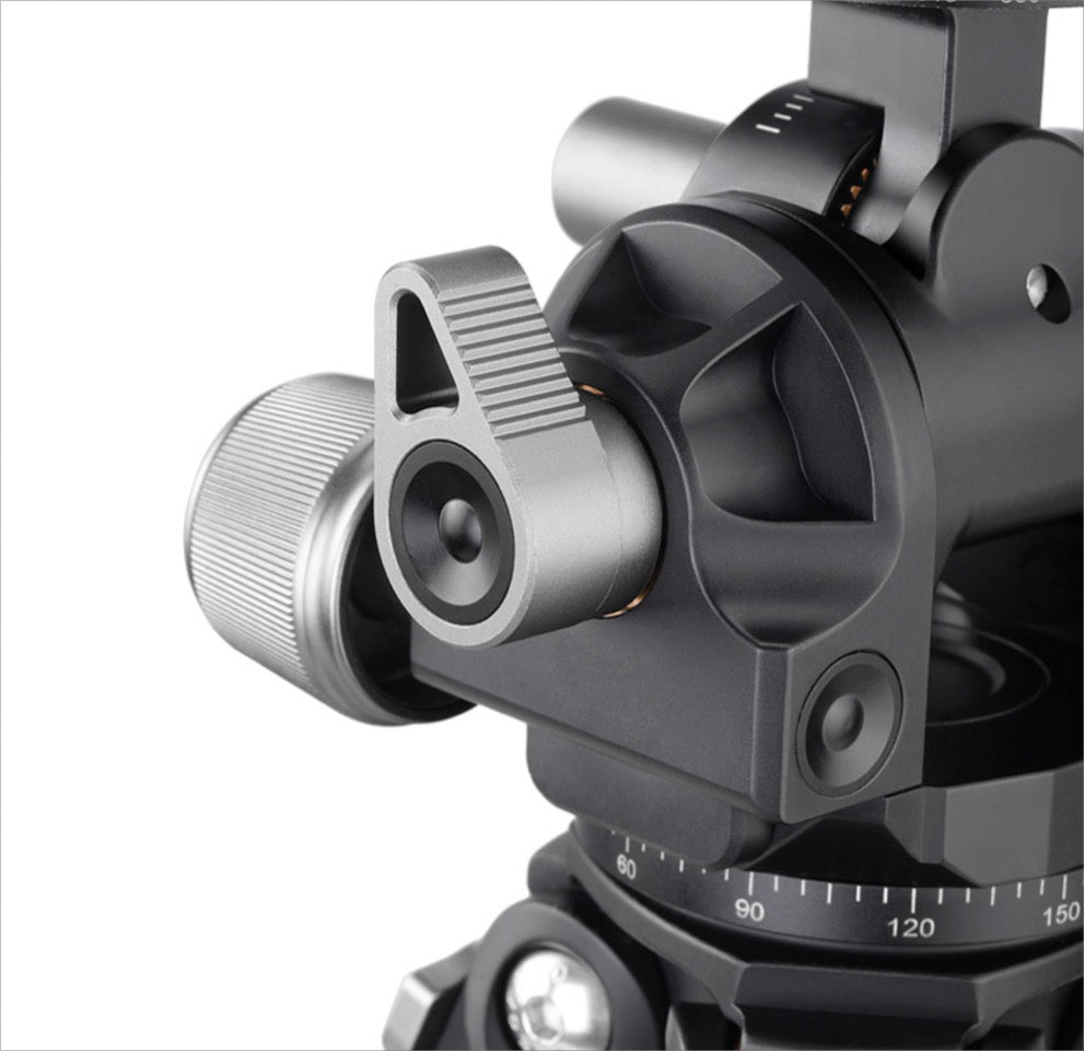 Leofoto 3-axis geared tripod head with precise adjustments for stable photography and videography.