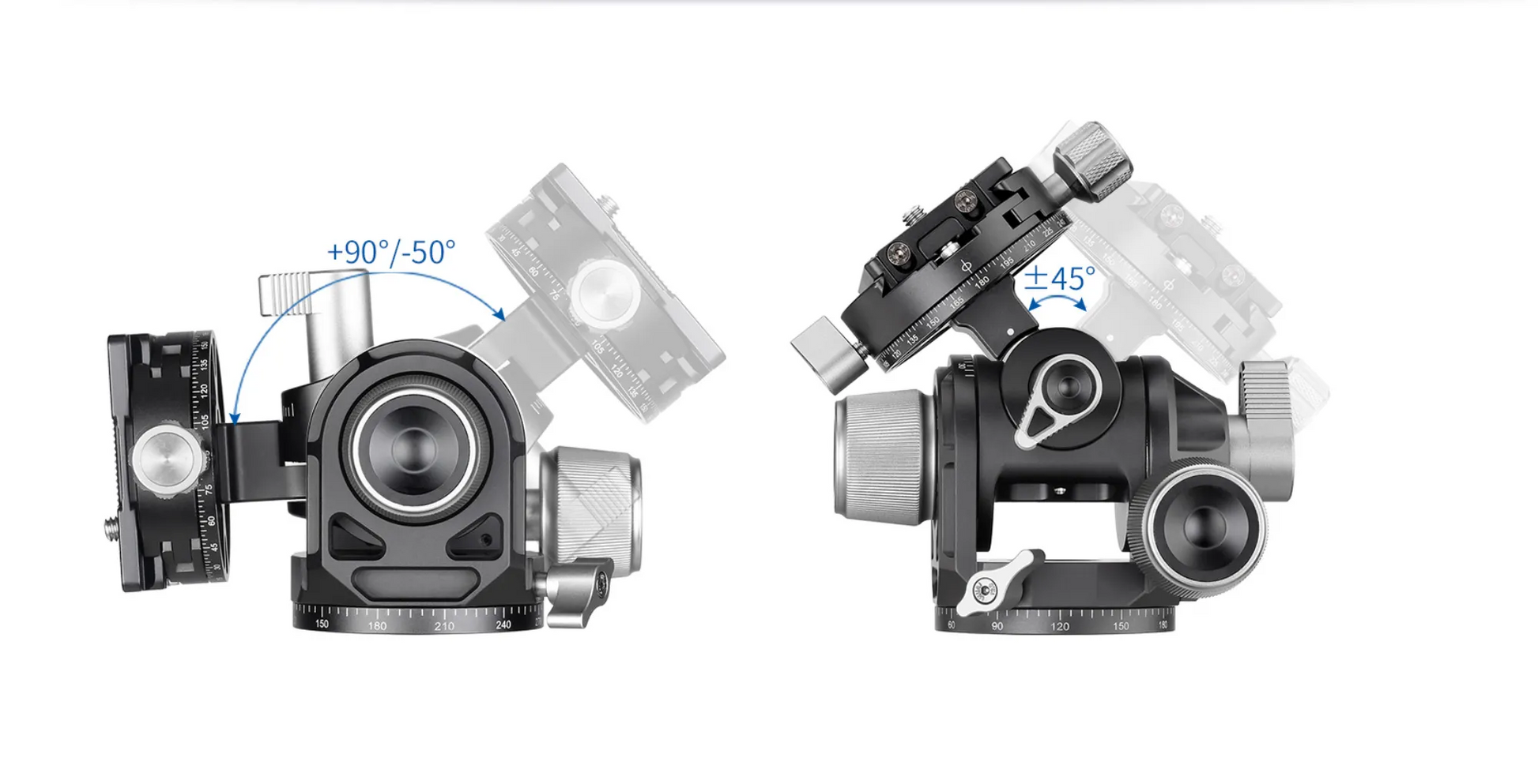 Leofoto 3-axis geared tripod head with precise adjustments for smooth camera positioning