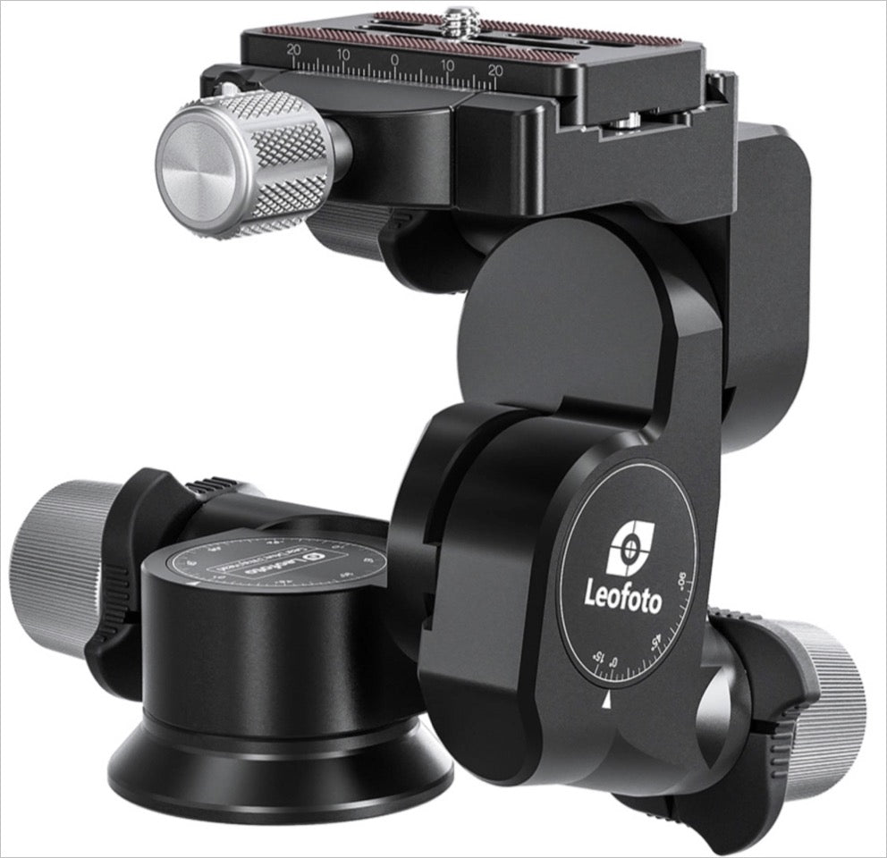 Leofoto 3-way geared tripod head with precise adjustments for stable photography