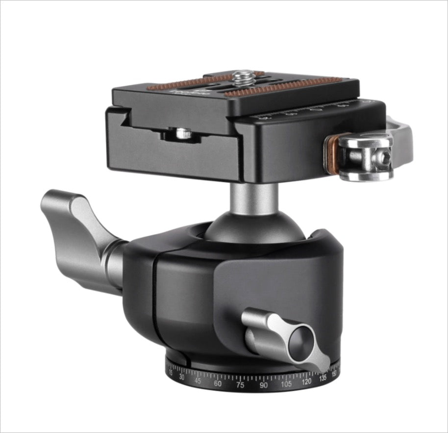 Leofoto Tripod Head with Quick Release Plate and Smooth Pan Function for Stable Photography