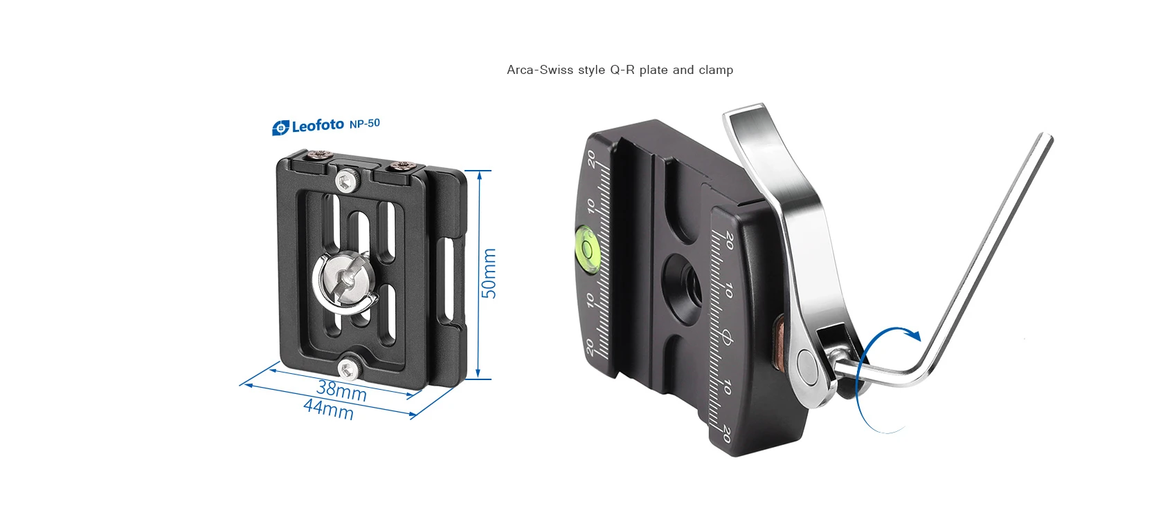 Leofoto Tripod Head with Arca-Swiss Style Quick Release Plate and Clamp for Photographers