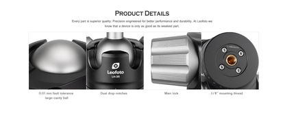Leofoto Tripod Head with 0.01 mm Tolerance, Dust Drop Notches, and 3/8 Mounting Thread