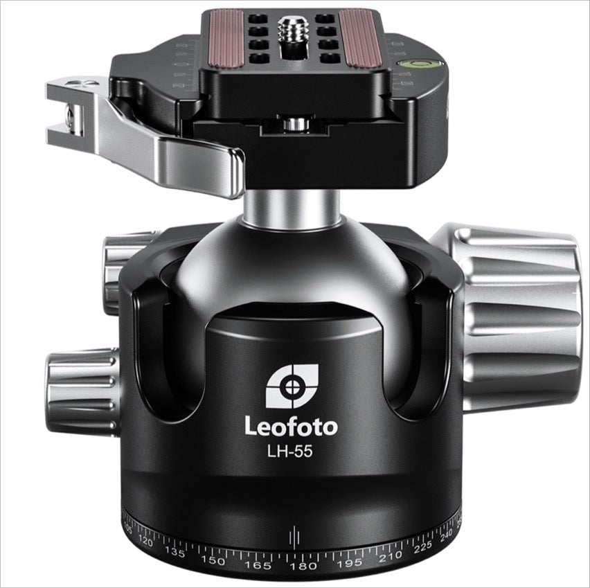 Leofoto LH-55 Tripod Head with Quick Release Plate and Smooth Pan Functionality for Photographers