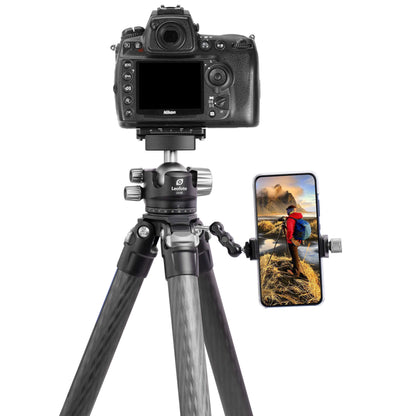 Leofoto tripod with ball head, featuring a stable design for cameras and smartphones