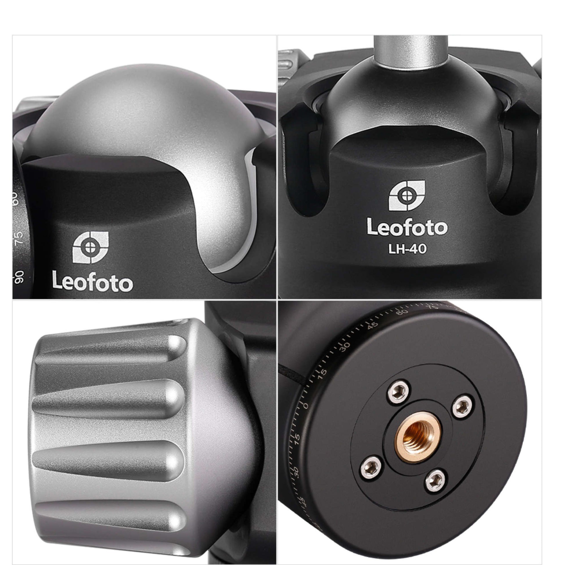 Close-up of Leofoto tripod with ball head showcasing smooth adjustment features and durable construction
