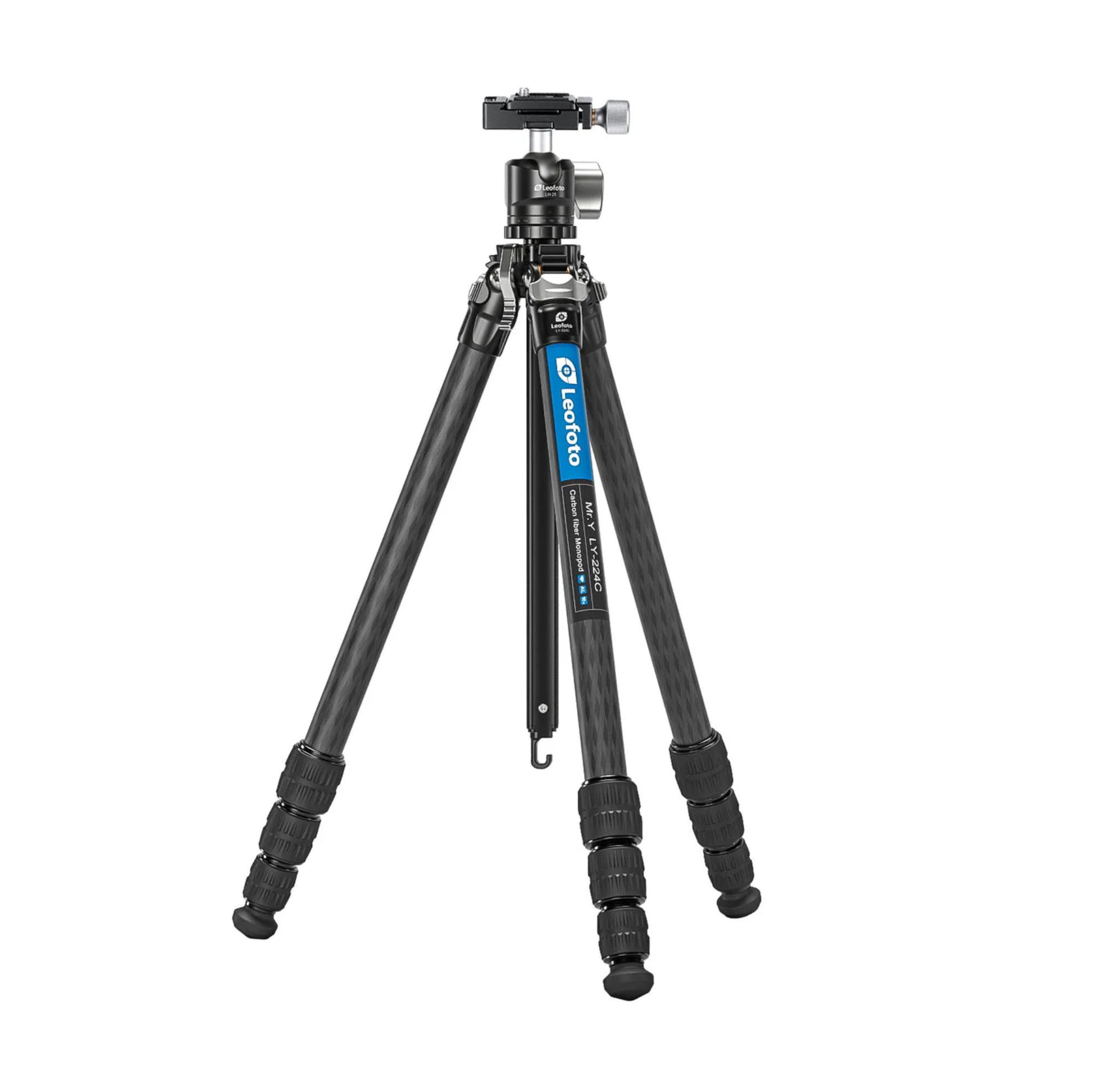 Leofoto tripod with ball head featuring adjustable legs and durable carbon fiber construction