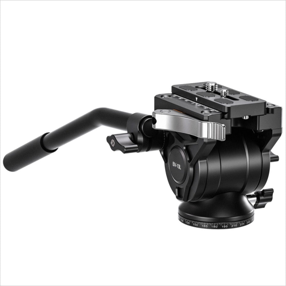 Leofoto video fluid head for tripods with adjustable handle and precision control features