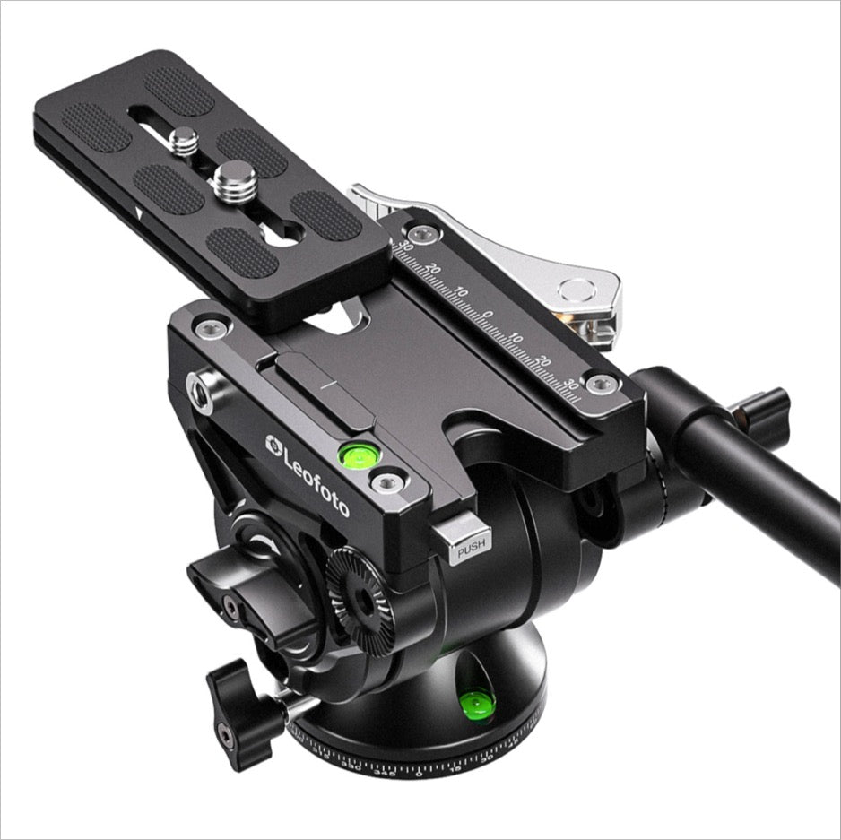 Leofoto Video Fluid Head for Tripods with Quick Release Plate and Precise Controls