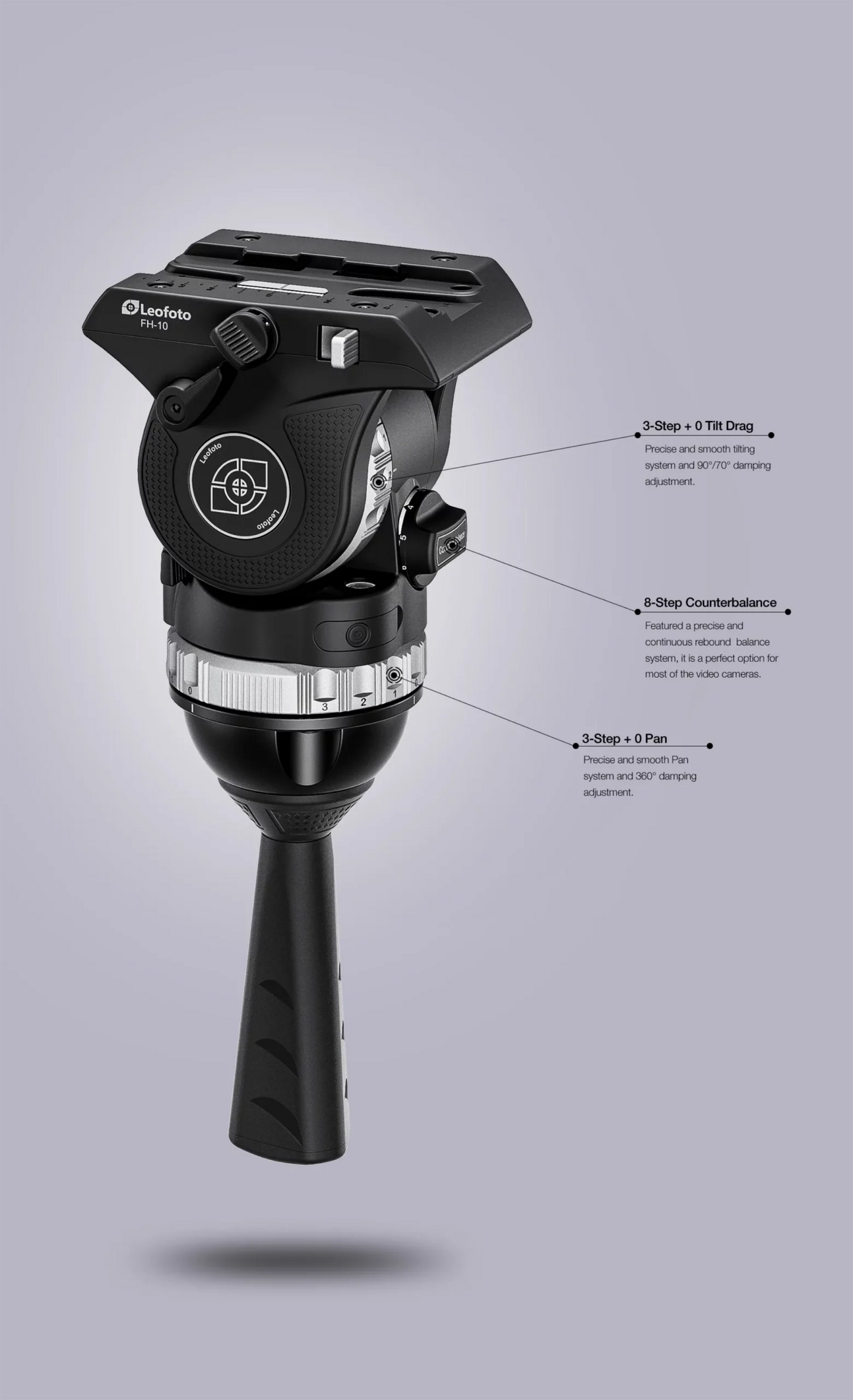 Leofoto video fluid head for tripods with adjustable controls for smooth panning and tilting