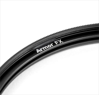 Close-up of NiSi Armor FX UV filter showcasing high-quality glass and durable frame design