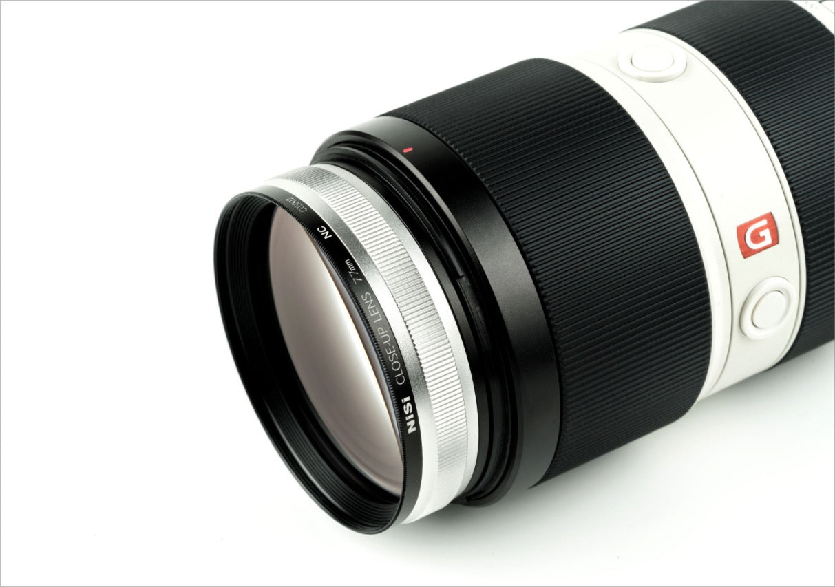 NiSi Close Up Lens attached to a professional camera lens for enhanced macro photography