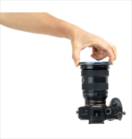 NiSi magnetic filter kit being easily attached to a camera lens for enhanced photography