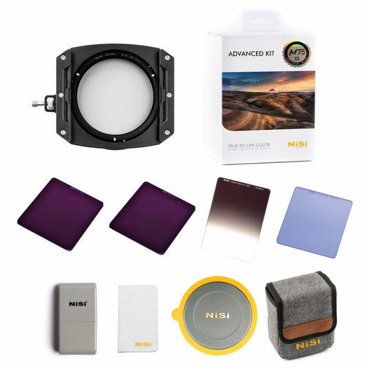 NiSi Square Filter Kit featuring a filter holder, multiple filters, and a storage case for photographers