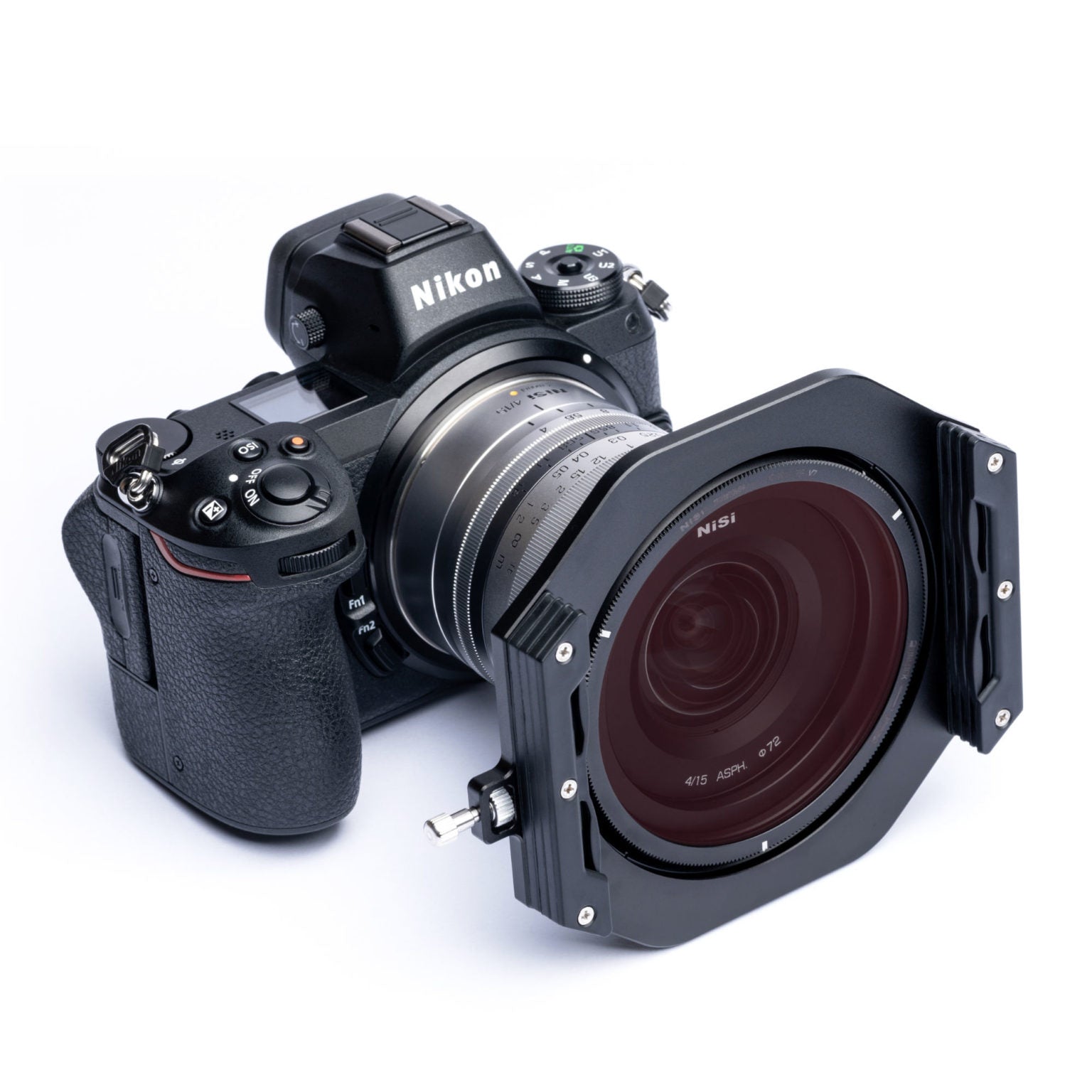 NiSi Square Filter Professional Kit attached to a Nikon camera for advanced photography