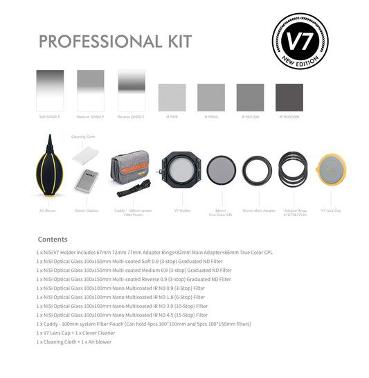 NiSi Square Filter Professional Kit including various ND filters and accessories for photography enthusiasts