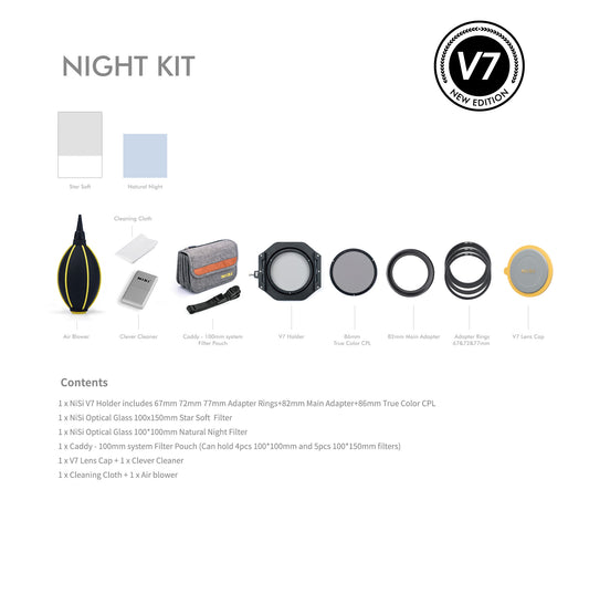NiSi Square Night Photography Filter Kit with various components for enhancing night photography