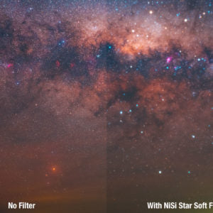 Comparison of night sky images showing effects of Square Night Photography Filter Kit by NiSi