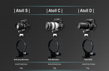 Atoll S, C, and D Rotating Collar for Camera Rotation Collar compatible with Mirrorless and DSLR cameras
