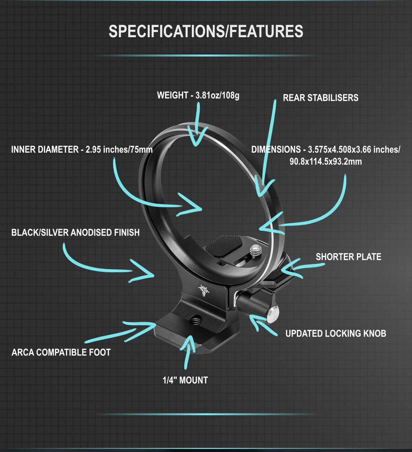 Silence Corner Atoll Camera Rotation Collar with Arca Compatible Foot and Updated Locking Knob