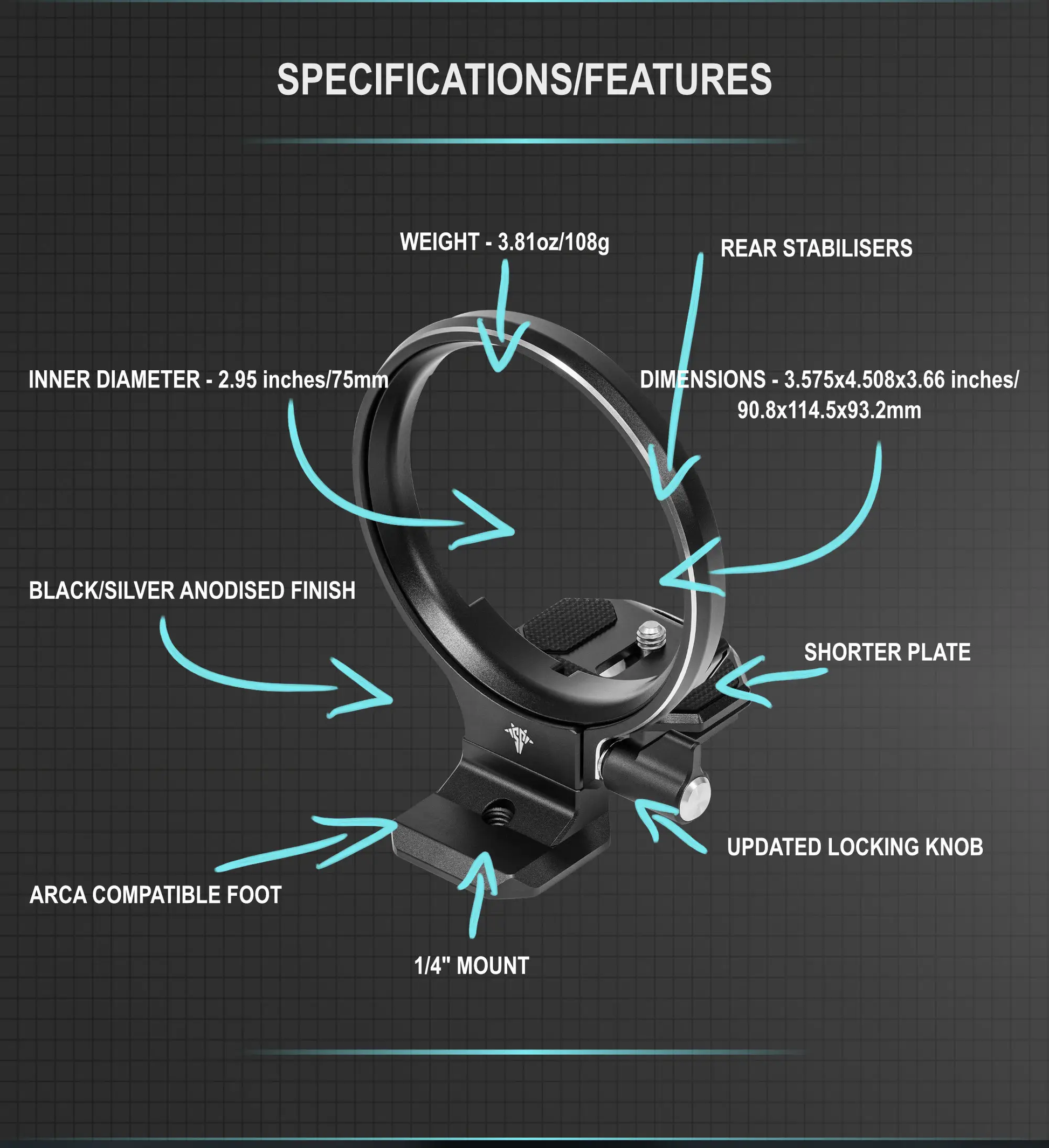 Silence Corner Atoll Camera Rotation Collar with Arca Compatible Foot and Updated Locking Knob