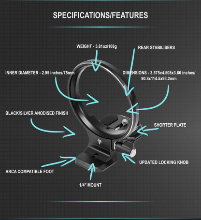 Silence Corner Atoll Camera Rotation Collar with Arca Compatible Foot and Updated Locking Knob