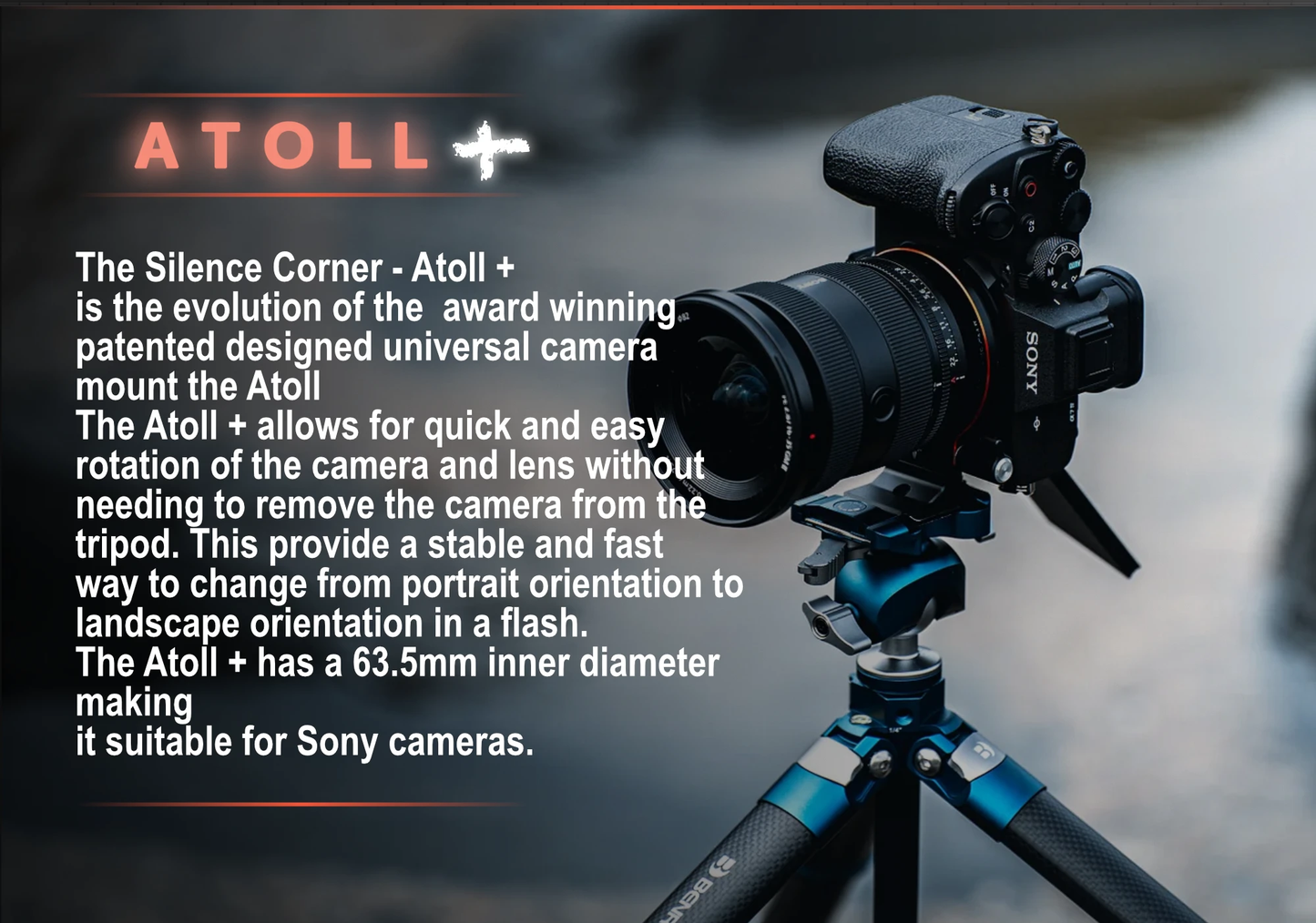 Camera Rotation Collar for Sony, designed for quick camera and lens rotation with tripod stability.