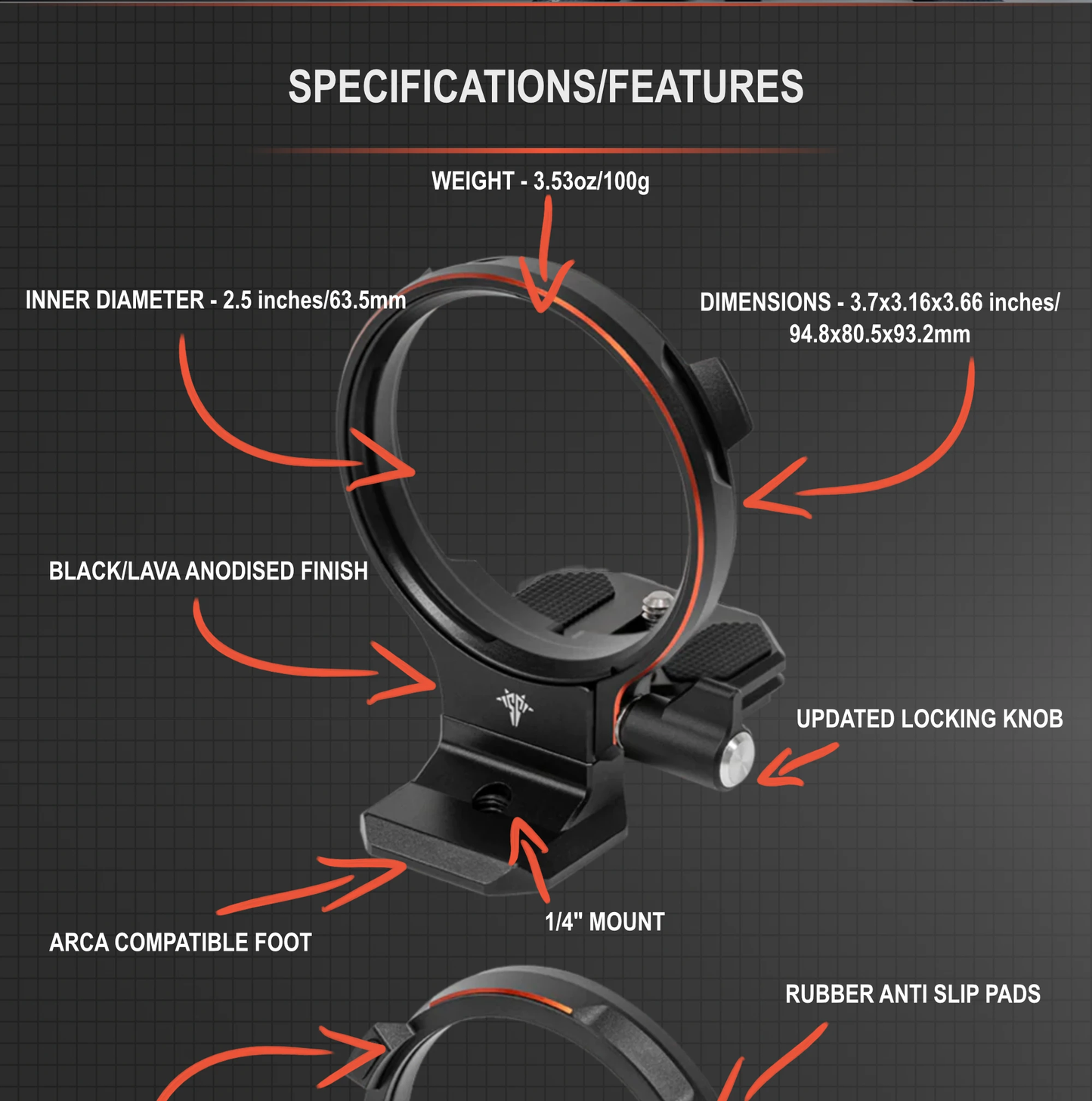 Camera Rotation Collar for Sony with Arca compatible foot and updated locking knob features
