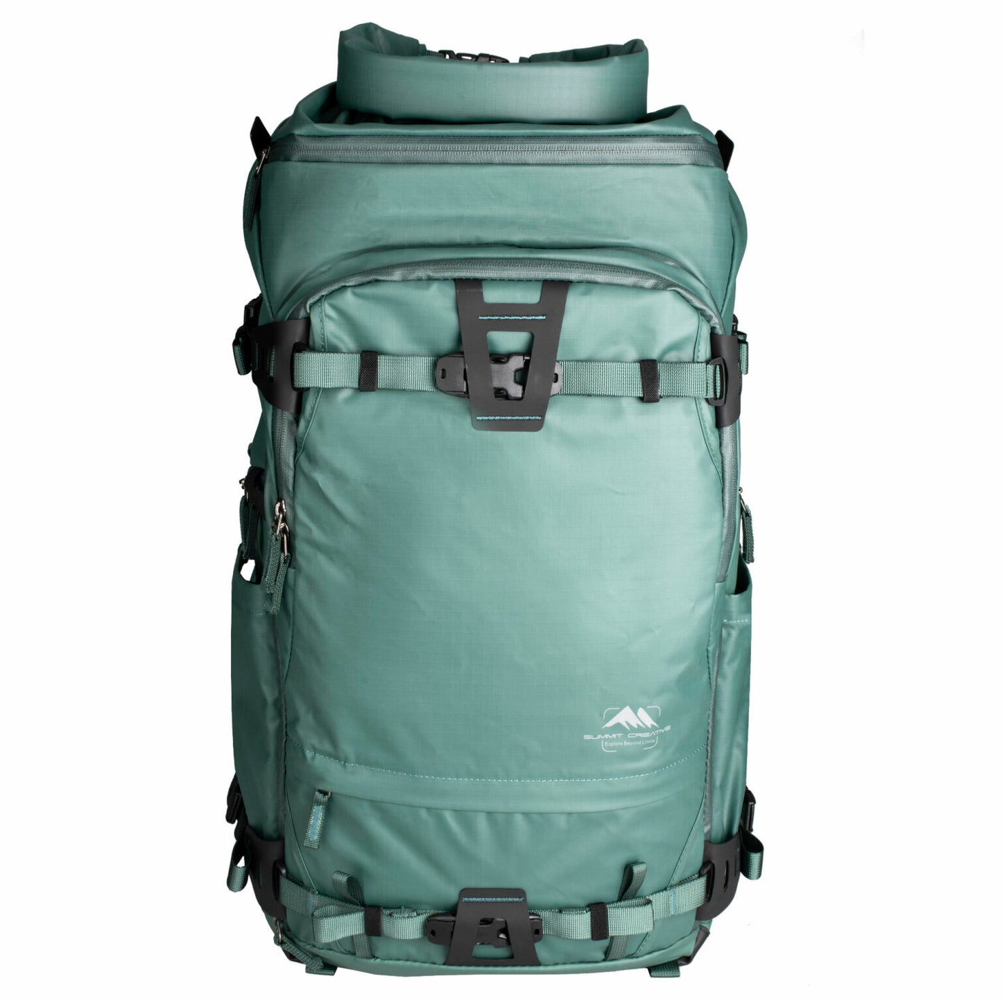 Summit Creative camera backpack in teal with adjustable straps and multiple compartments for photographers